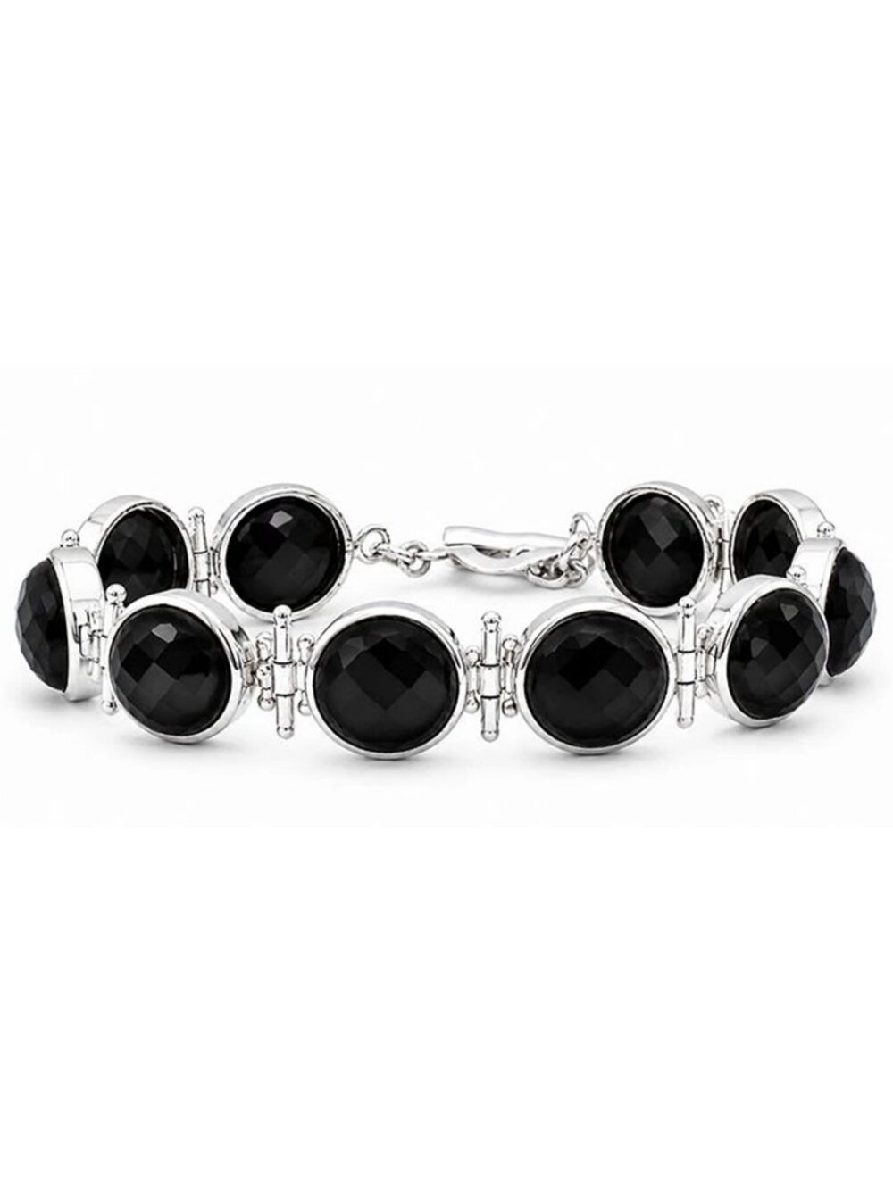 Genuine Black Onyx Bracelet .925 Sterling Silver